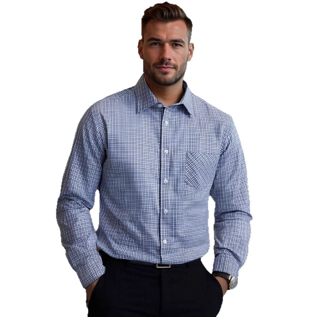 Herren kariertes Langarmhemd mit komfortablem Schnitt und Brusttasche Aliams