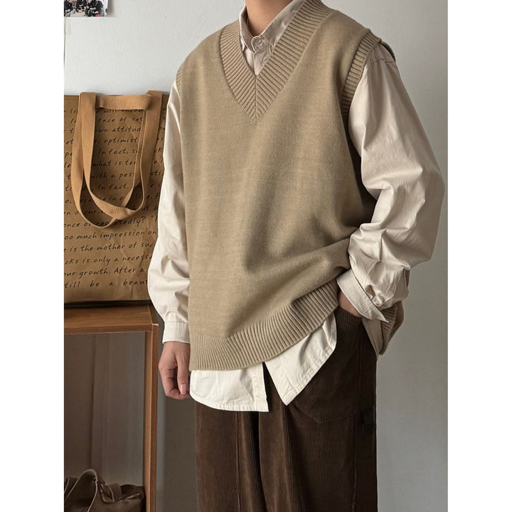 Herren klassischer V-Ausschnitt Strickpullover Aliams