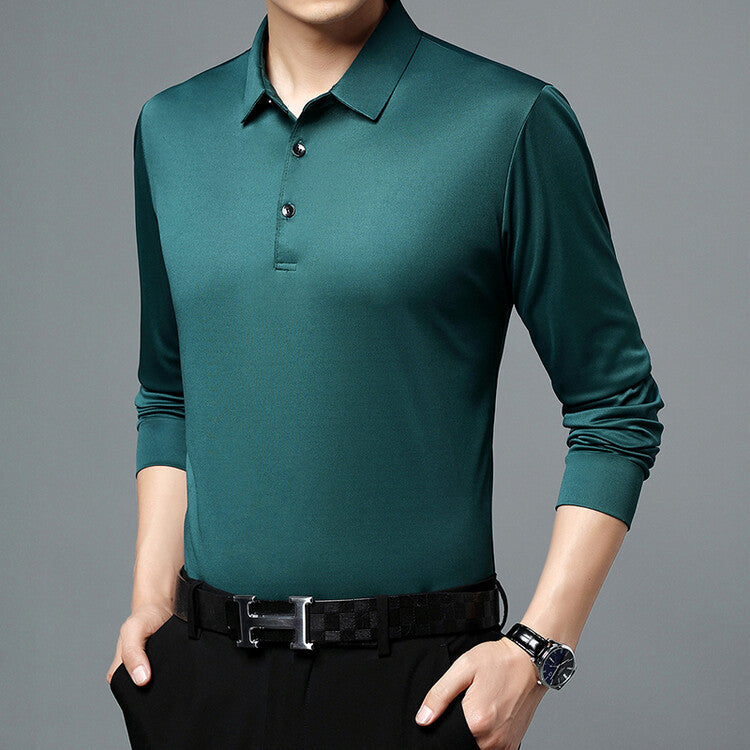 Herren atmungsaktives Langarm Poloshirt mit feuchtigkeitsregulierendem Material Aliams