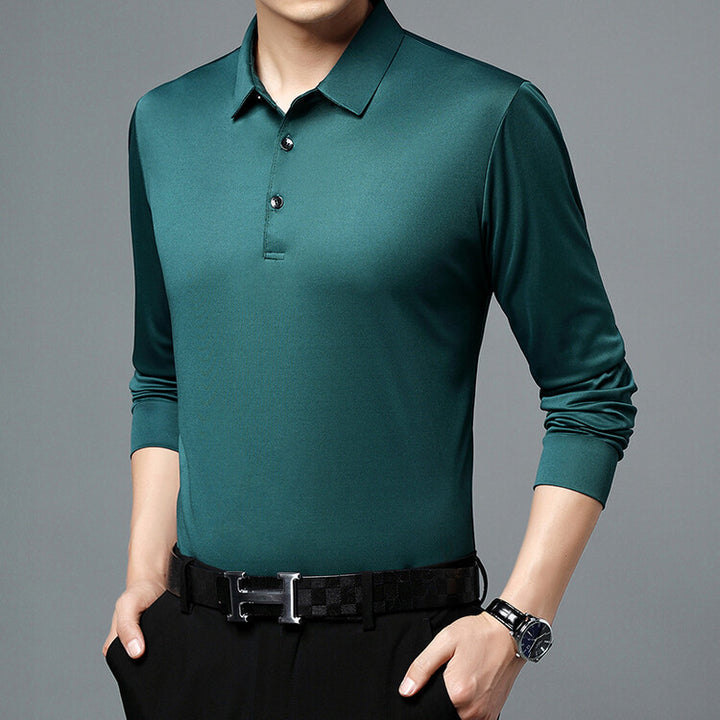 Herren atmungsaktives Langarm Poloshirt mit feuchtigkeitsregulierendem Material Aliams