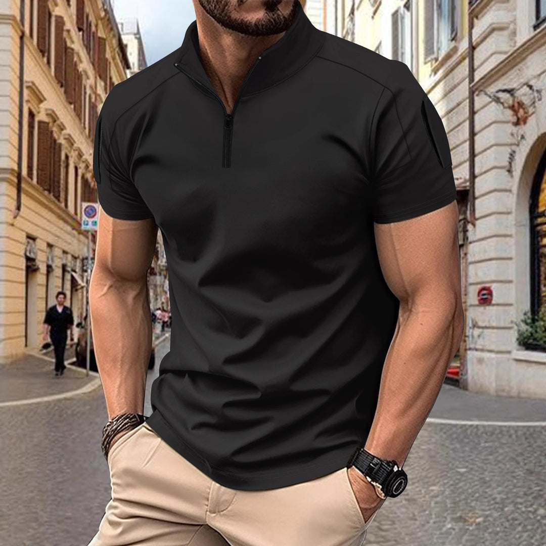 Herren Sportliches Kurzarm-Zip-Hemd Aliams