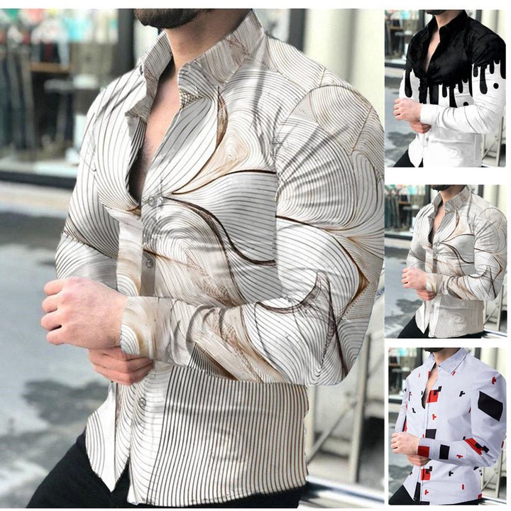 Herren Hemd mit modernem geometrischem Muster Aliams