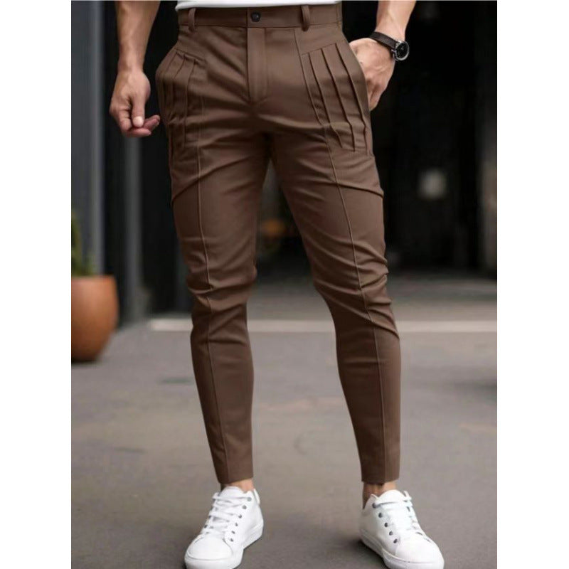 Herren elegante Slim-Fit Hose mit hochwertigen Falten und praktischen Taschen Aliams