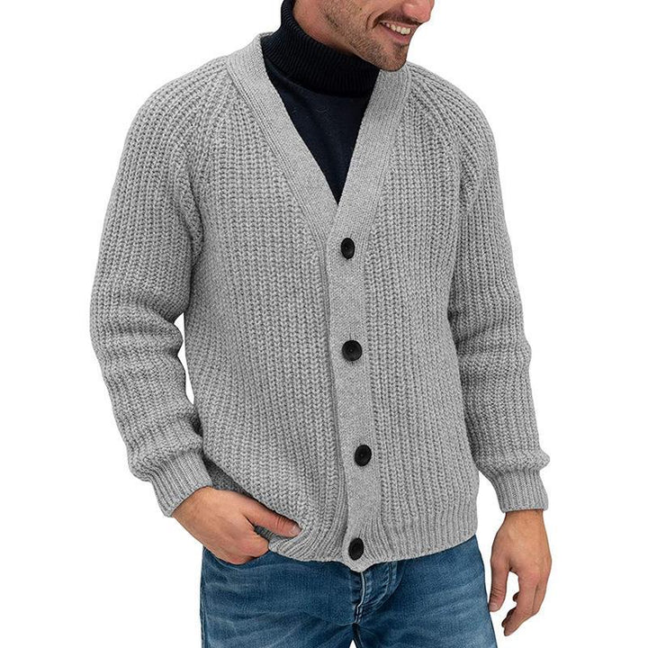 Herren Grobstrickjacke mit Knopfleiste Aliams