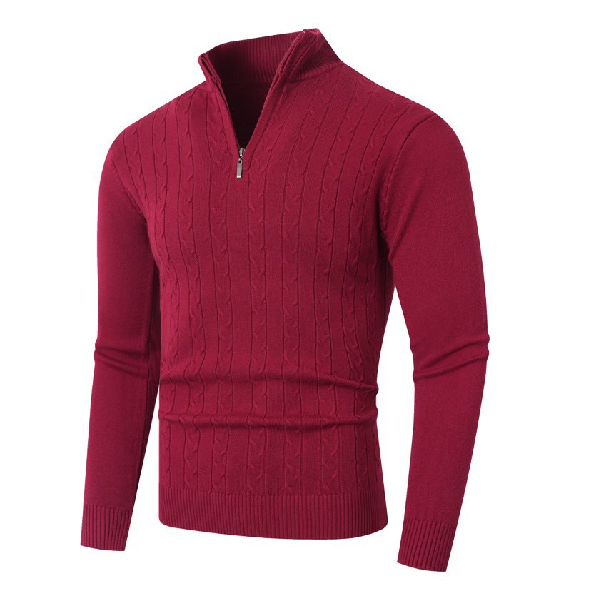 Herren Strickpullover mit halbem Reißverschluss und strukturiertem Design Aliams