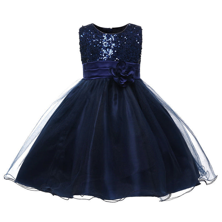 Mädchen Festliches Tüllkleid mit Glitzerndem Oberteil und Floraler Applikation Aliams