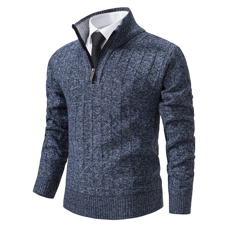 Herren Strickpullover mit hohem Kragen und Reißverschluss Aliams
