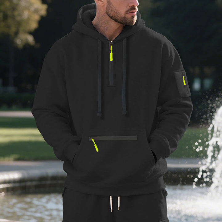 Herren sportlicher Hoodie mit funktionalem Reißverschluss Aliams
