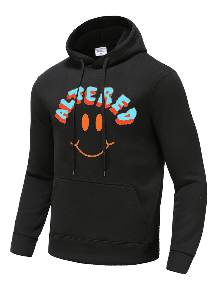 Herren Kapuzenpullover mit auffälligem Smiley-Print und bequemer Passform Aliams