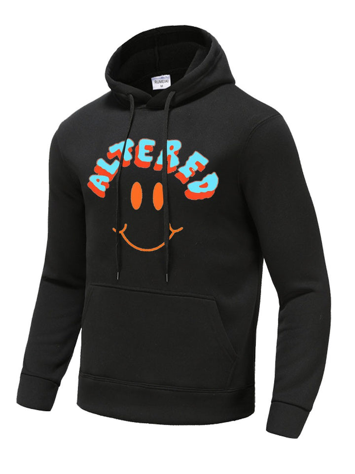 Herren Kapuzenpullover mit auffälligem Smiley-Print und bequemer Passform Aliams