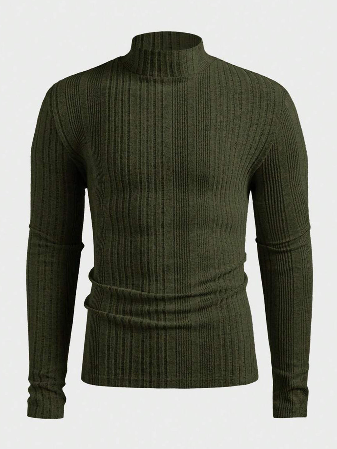 Herren Strickpullover mit hohem Kragen und Rippstruktur Aliams
