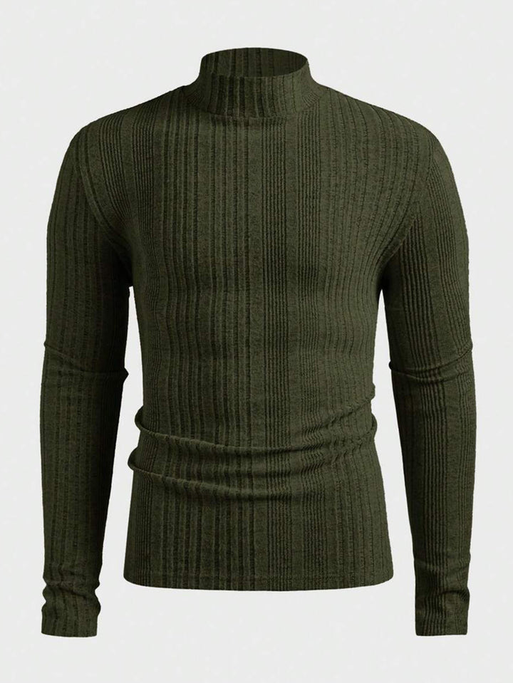 Herren Strickpullover mit hohem Kragen und Rippstruktur Aliams