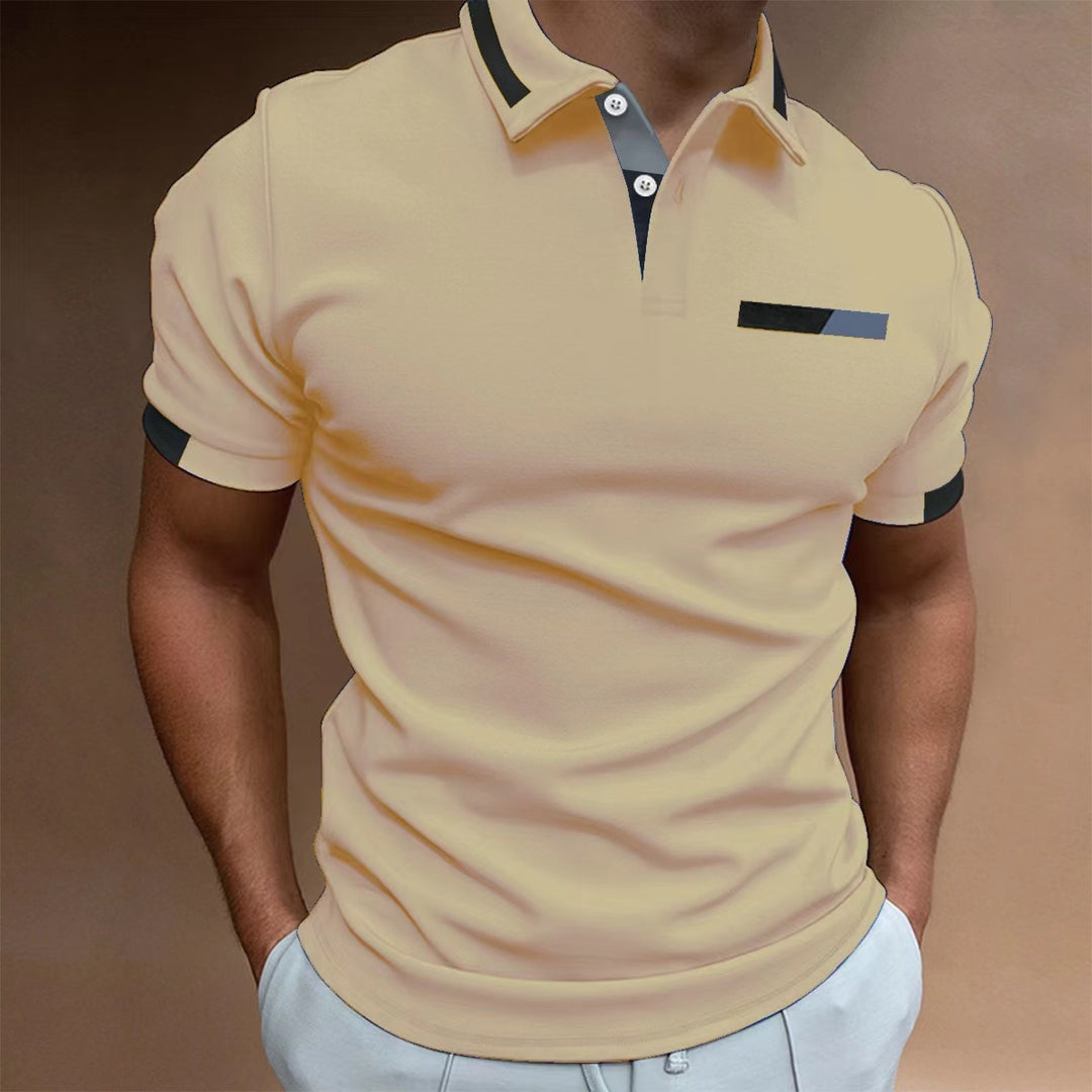 Herren elegantes Kurzarm-Polohemd mit Kontrastdetails Aliams