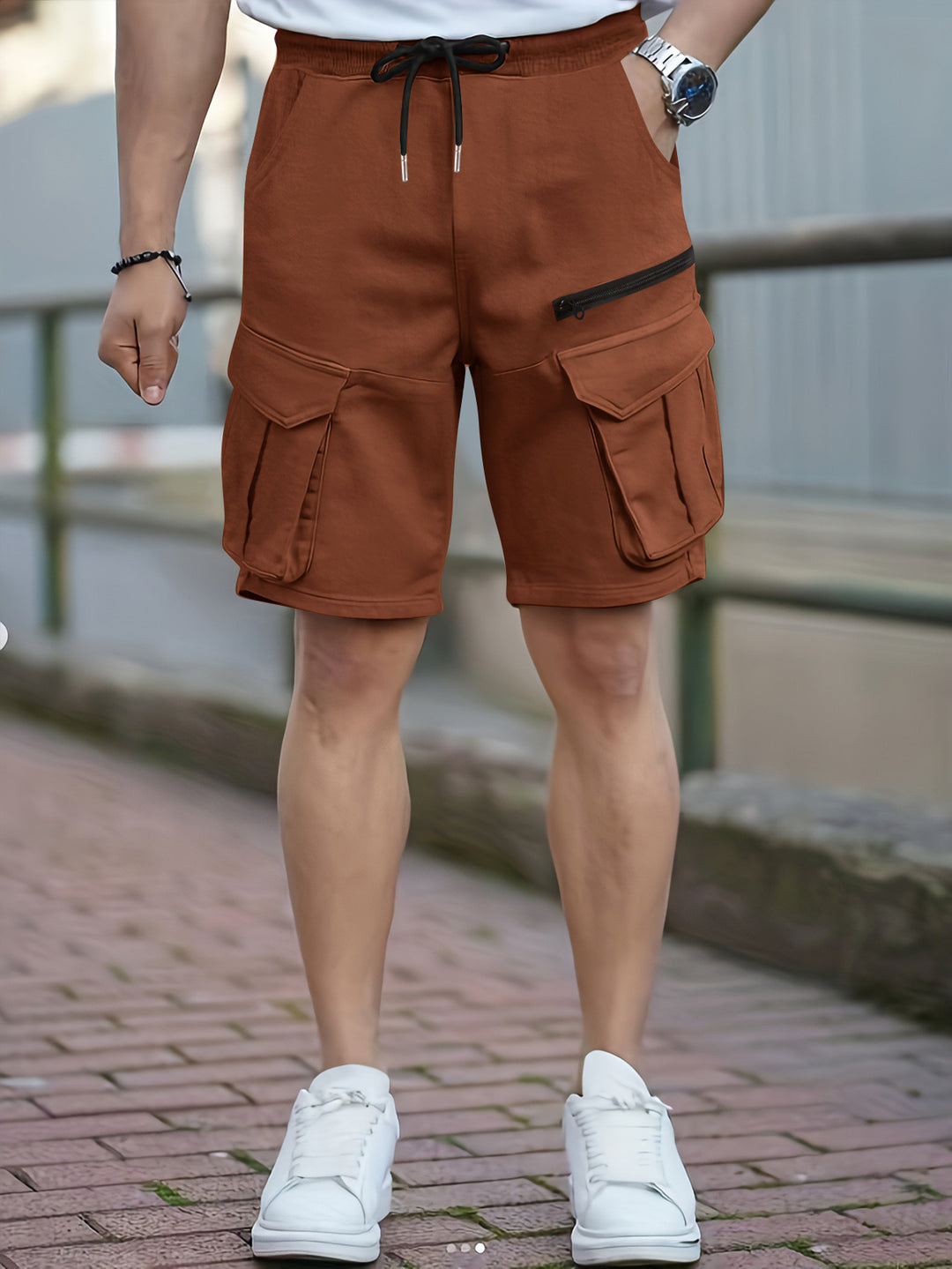 Herren Cargo-Shorts mit multifunktionalen Taschen und elastischem Bund Aliams
