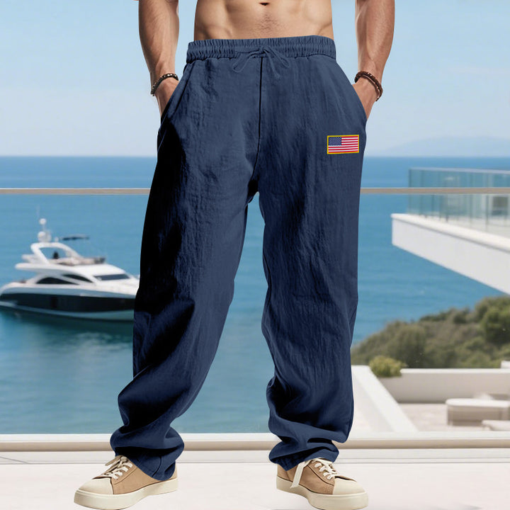 Herren Bequeme Freizeit-Cargo-Hose mit elastischem Bund und Seitentaschen Aliams