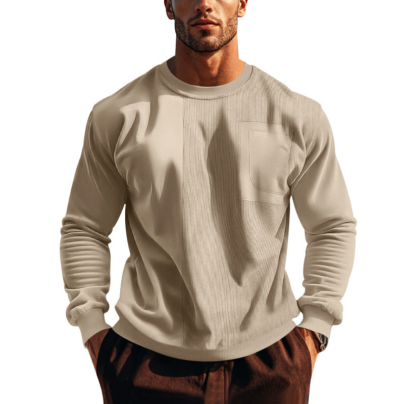 Herren Crewneck Sweatshirt mit strukturiertem Design und praktischer Brusttasche Aliams