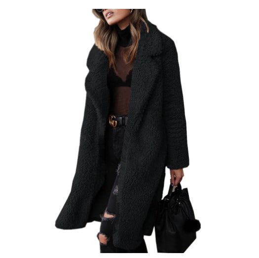 Damen Kuscheliger Teddy-Mantel mit großzügigem Schnitt und zwei praktischen Taschen Aliams