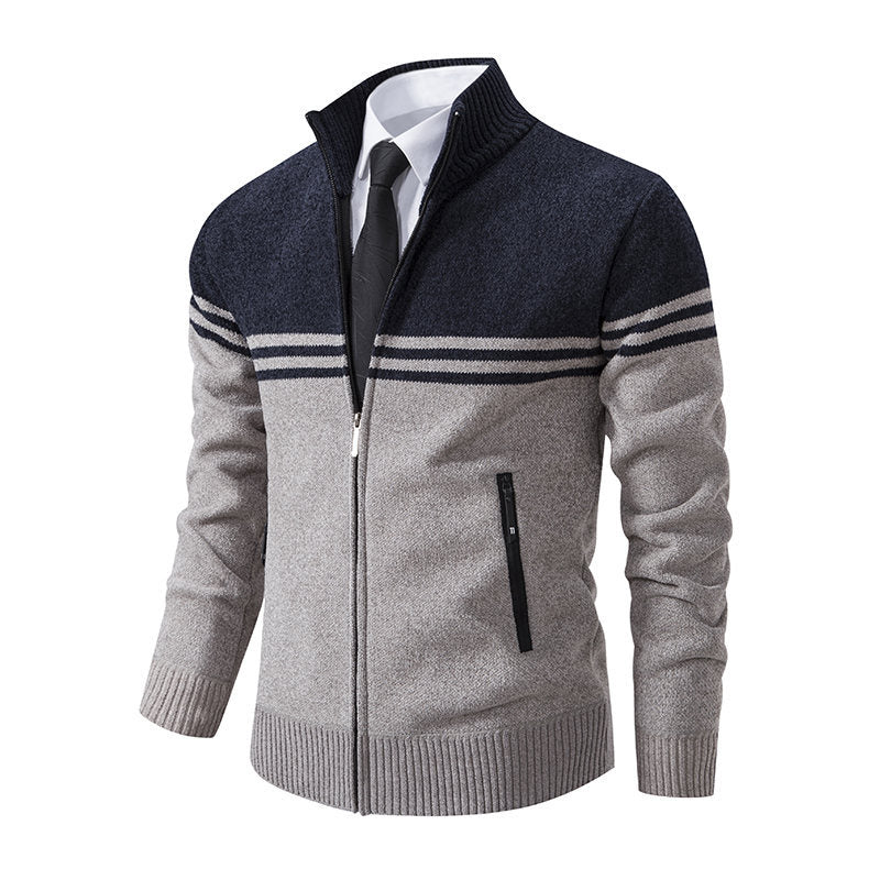 Herren stylische Freizeitjacke mit hohem Kragen und moderner Zipper-Detailierung Aliams