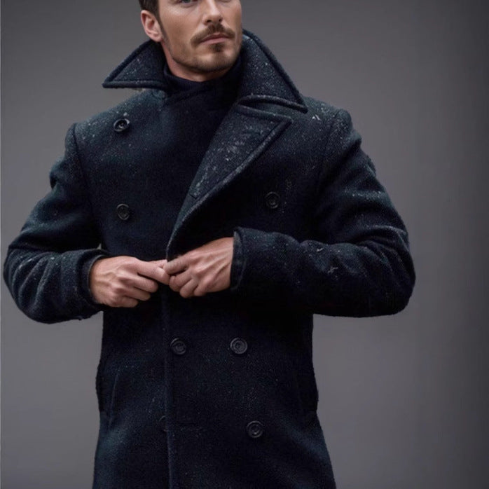 Herren eleganter Woll-Doppeleffekt-Mantel Aliams