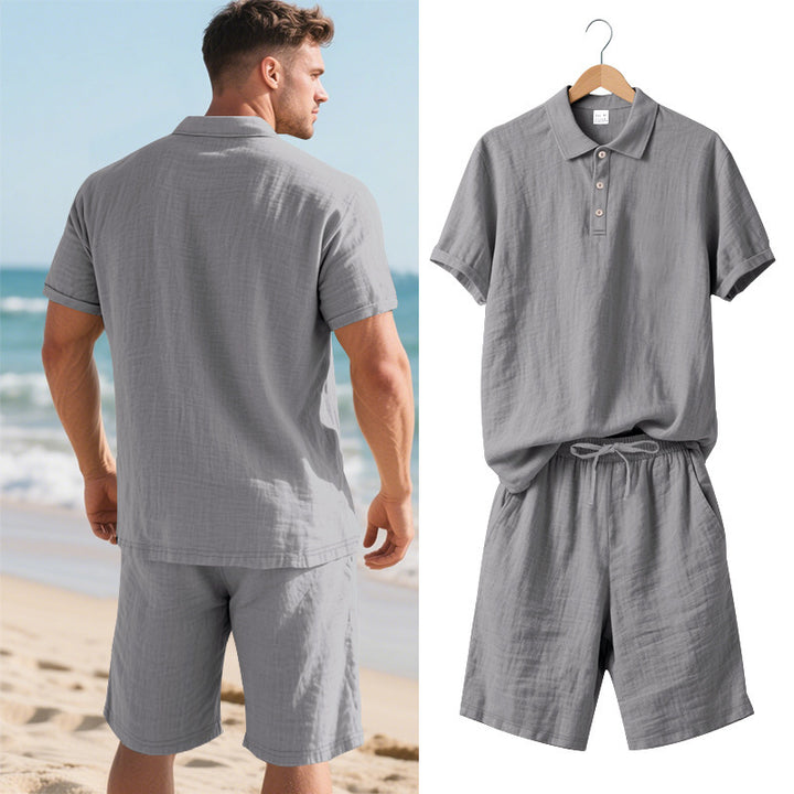 Herren Freizeit-Outfit mit Polohemd und kurzen Hosen Aliams