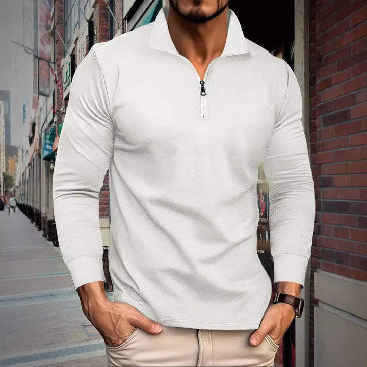 Herren Sportliches Langarmshirt mit Reißverschluss und lässigem Schnitt Aliams