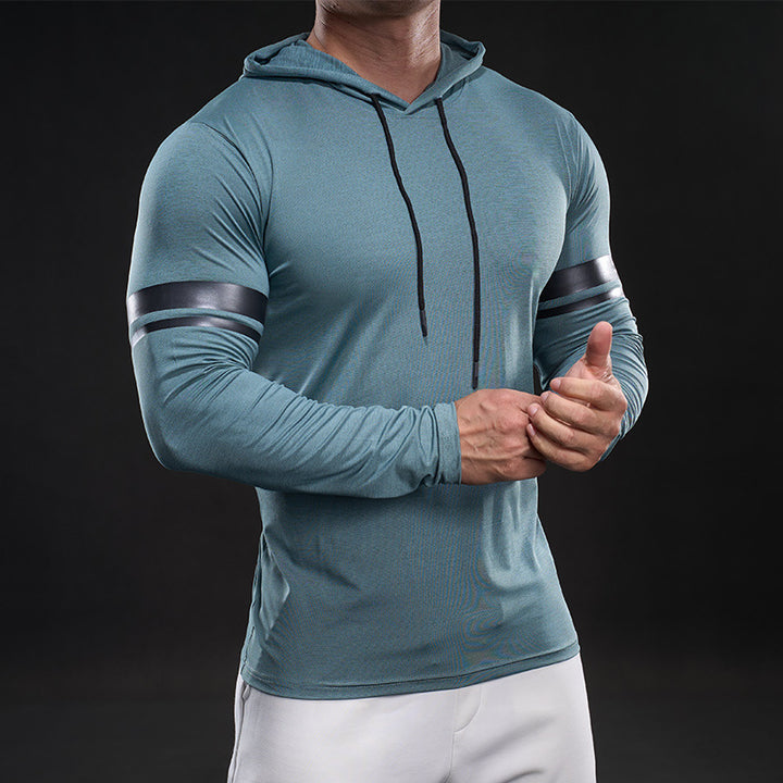 Herren sportliches Langarm-Hoodie-Shirt Aliams