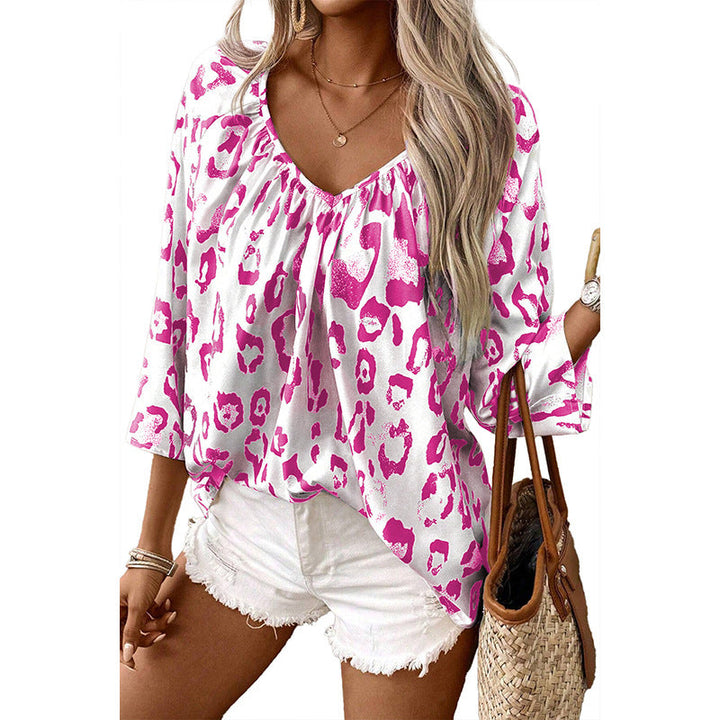 Damen Blusentop mit Lockerer Passform und Schickem Leo-Print Aliams