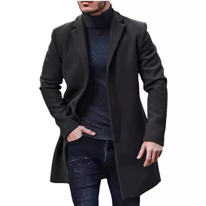 Herren eleganter Wollmantel mit zeitloser Silhouette und klassischem Revers Aliams