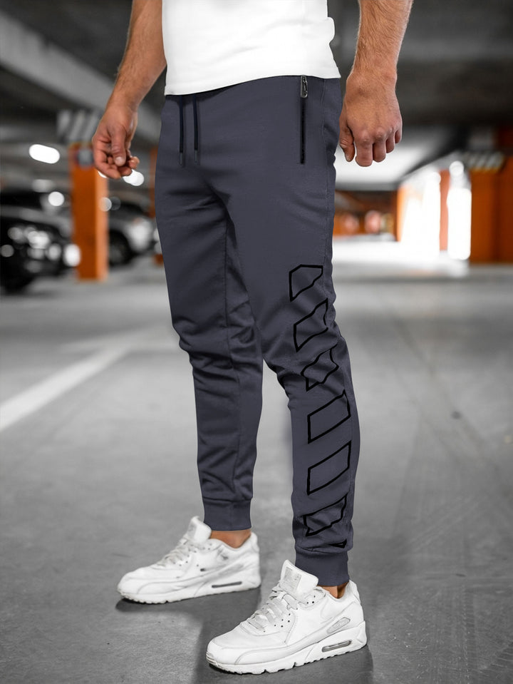 Herren Sportliche Slim-Fit Jogginghose mit seitlichem Reißverschluss Aliams