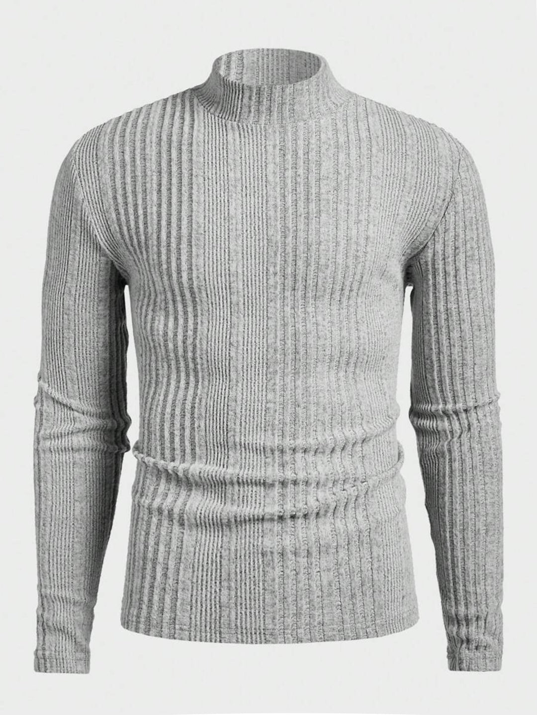Herren Strickpullover mit hohem Kragen und Rippstruktur Aliams