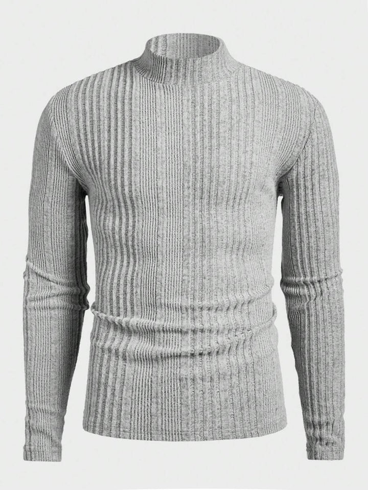 Herren Strickpullover mit hohem Kragen und Rippstruktur Aliams