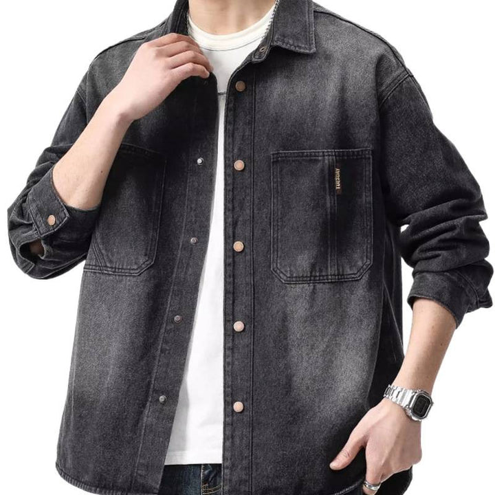 Herren Denim-Hemdjacke im lässigen Schnitt mit praktischen Taschen Aliams