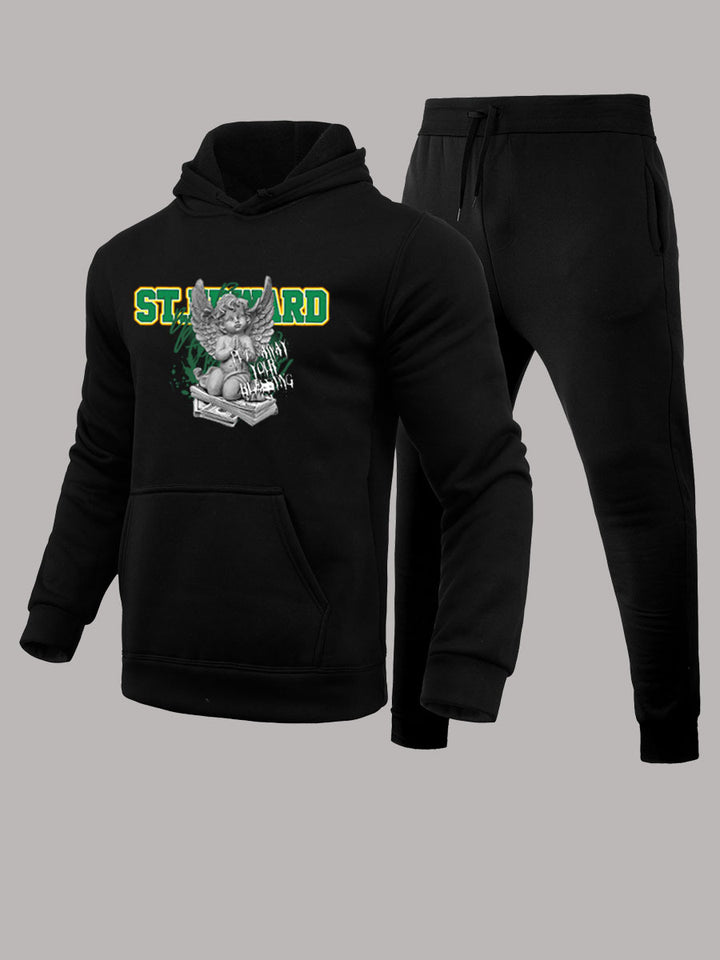 Herren Hoodie- und Jogginghose Set mit kunstvollem Engel-Print Aliams