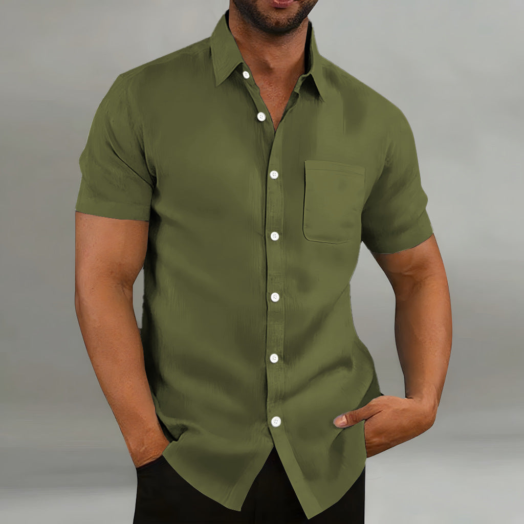 Herren Kurzarm-Hemd mit Brusttasche und modernem Schnitt Aliams