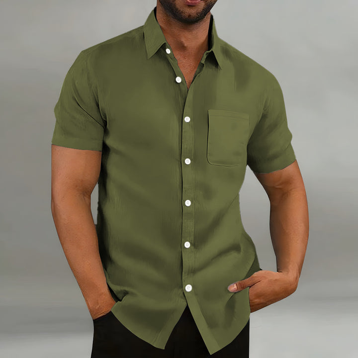 Herren Kurzarm-Hemd mit Brusttasche und modernem Schnitt Aliams