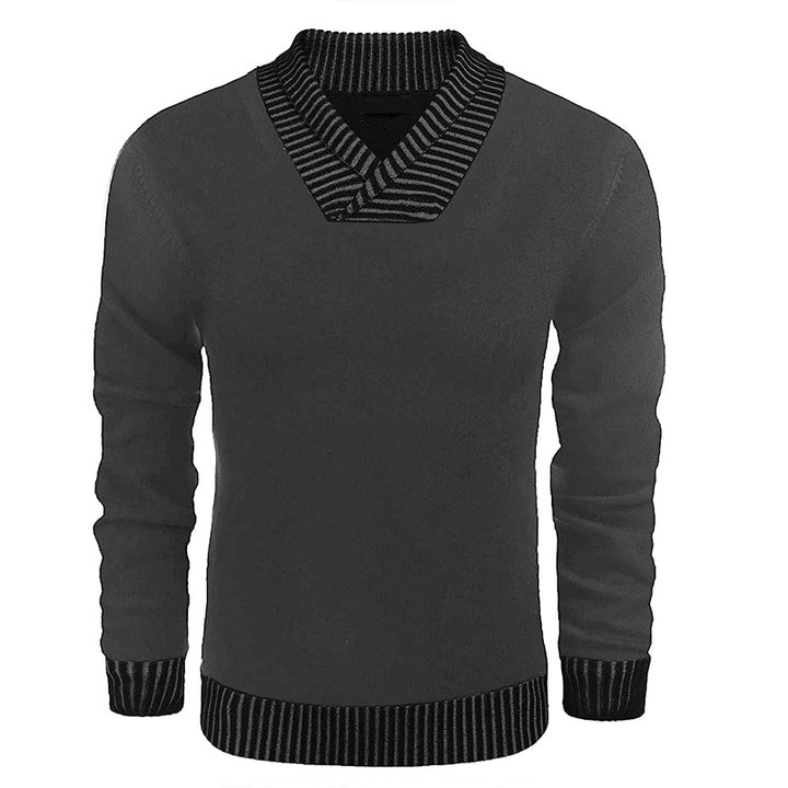 Herren eleganter Strickpullover mit modernem Schalkragen und strukturiertem Oberteil Aliams