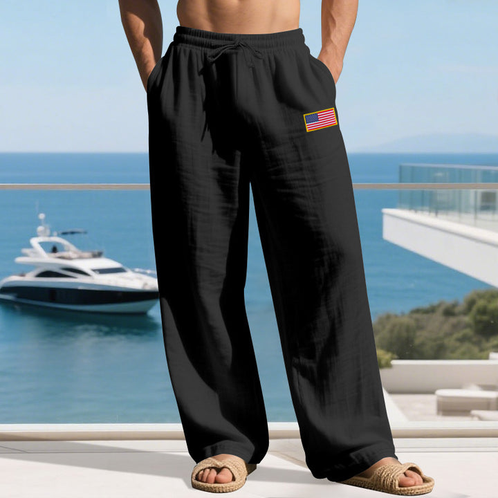 Herren Bequeme Freizeit-Cargo-Hose mit elastischem Bund und Seitentaschen Aliams