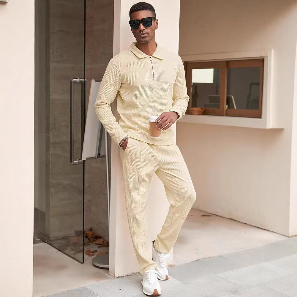 Herren Freizeit-Oberteil und Hose Set mit strukturiertem Design Aliams