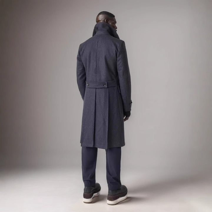 Herren eleganter Dufflecoat mit tiefem Revers und praktischen Taschen Aliams