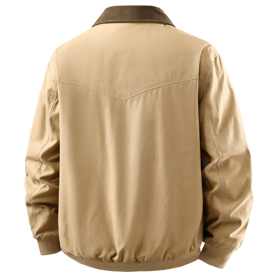 Herren klassische Übergangsjacke mit kontrastierendem Kragen und funktionalen Taschen Aliams