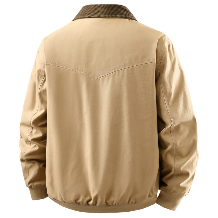 Herren klassische Übergangsjacke mit kontrastierendem Kragen und funktionalen Taschen Aliams