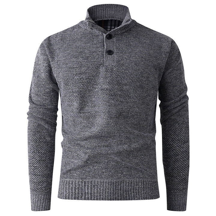 Herren eleganter Stehkragenpullover mit strukturiertem Zopfmuster Aliams