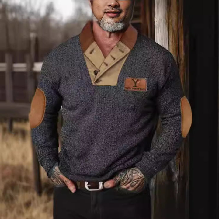 Herren vielseitiger Baumwollpullover mit strukturiertem Kragen Aliams