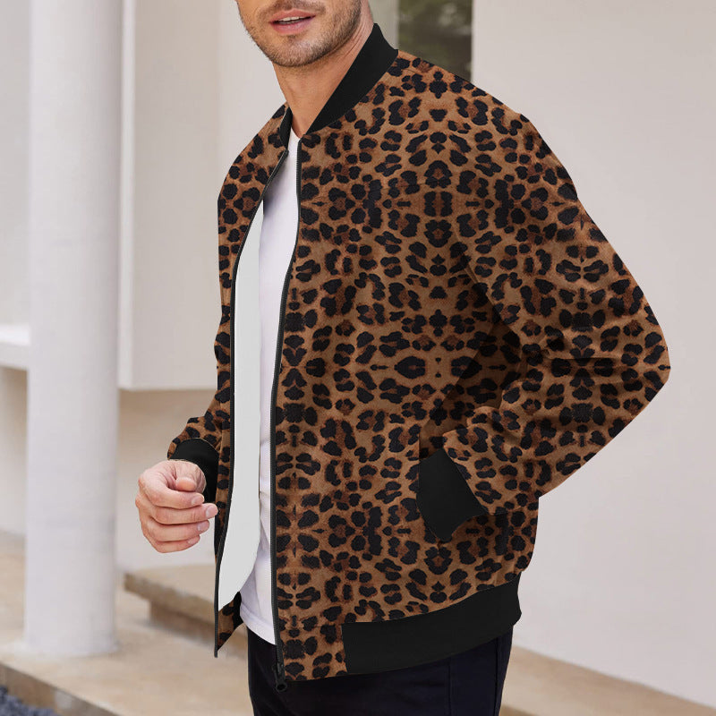 Herren sportliche Bomberjacke mit leopardenmuster Aliams