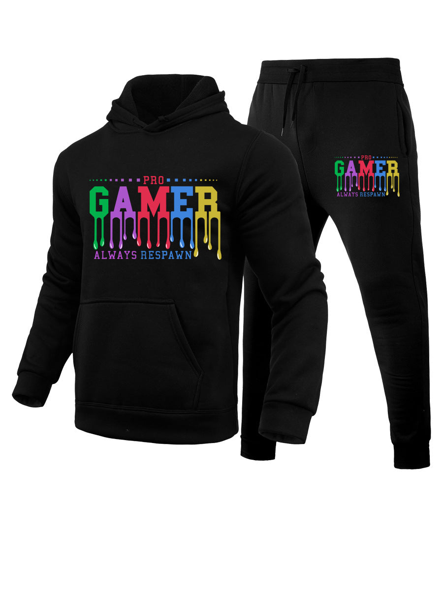 Herren Kapuzenpullover und Jogginghose Set mit farbenfrohem Gamer-Design Aliams