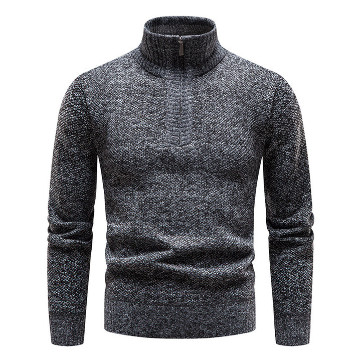 Herren Strickpullover mit hohem Kragen und Reißverschluss Aliams