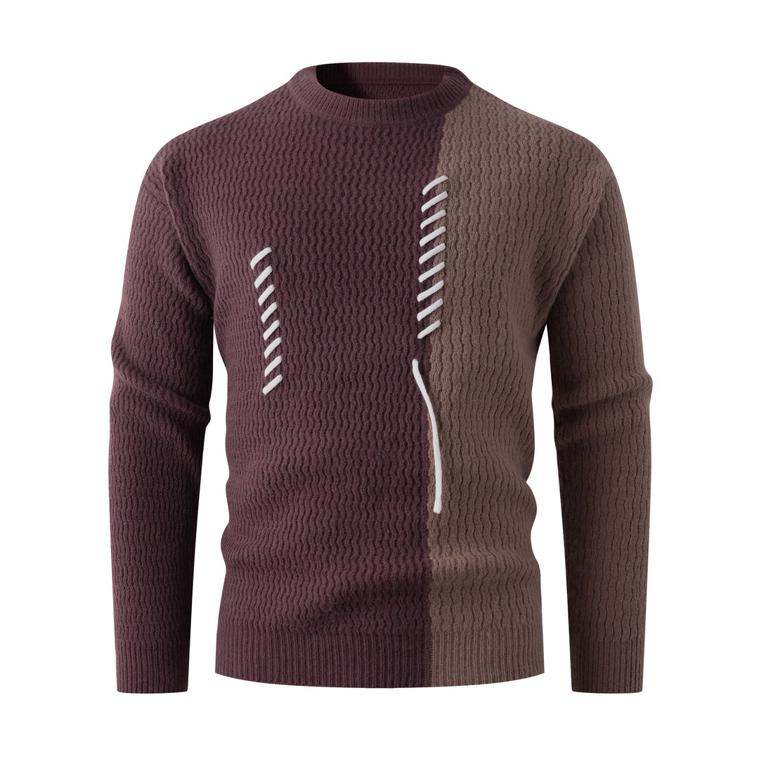 Herren Strickpullover mit modernem Zopfmuster und kontrastierenden Details Aliams