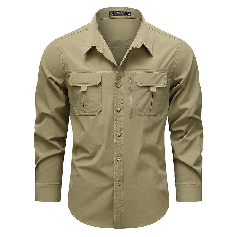 Herren praktische Outdoor-Hemd mit vielseitigen Taschen Aliams