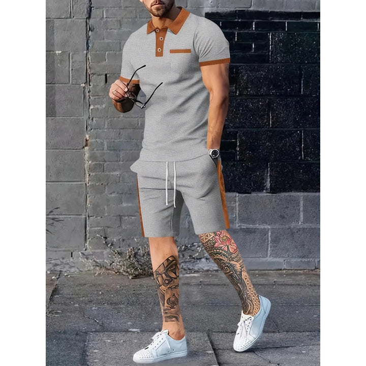 Herren Poloshirt und Shorts Set mit stylischem Kontrastdesign Aliams