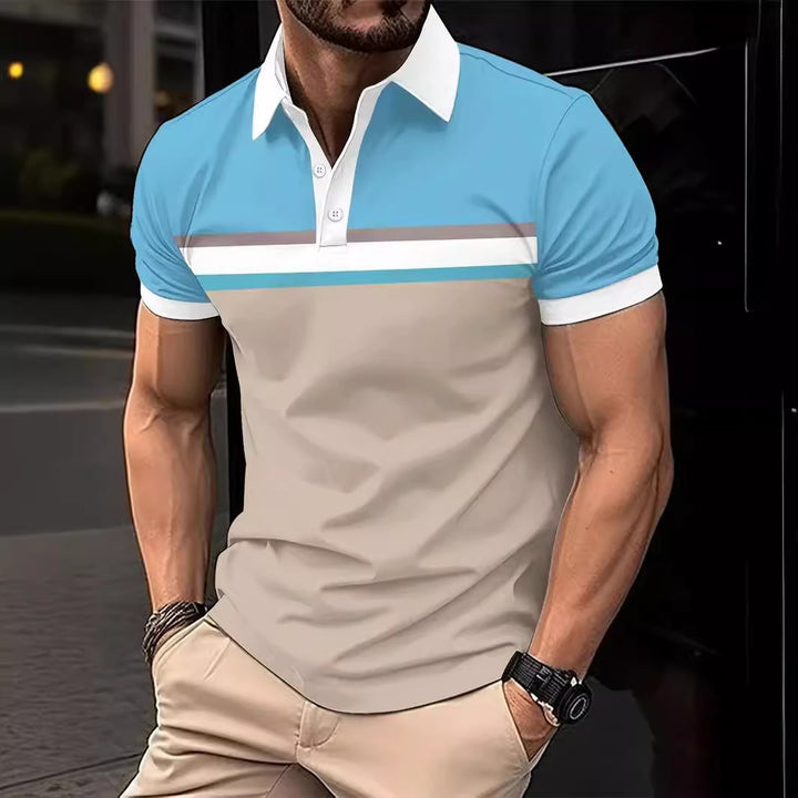 Herren Polohemd mit modernem gestreiften Design und hochwertigem Baumwollmaterial Aliams